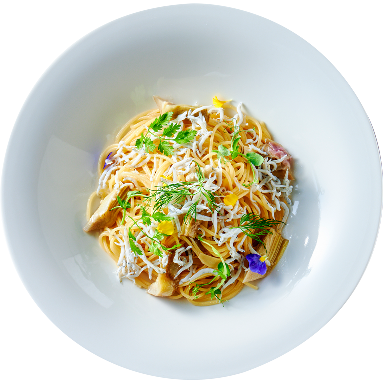 釜揚げしらすとアーティチョークのオイルパスタ