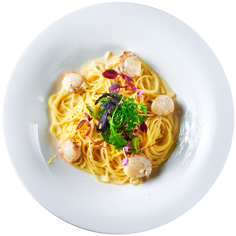 ホタテとレモンクリームのパスタ