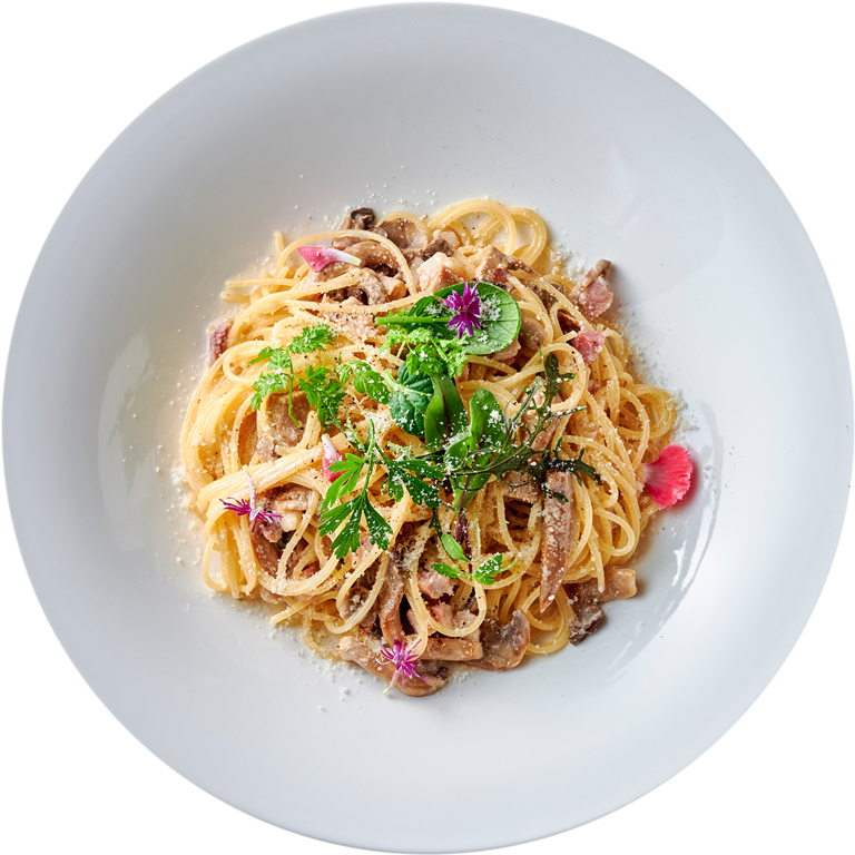 パンチェッタとキノコのクリームパスタ