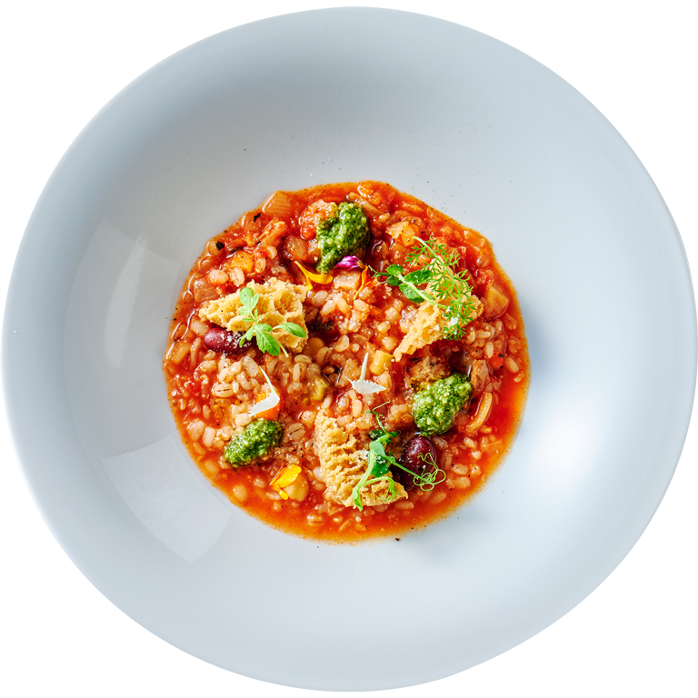 彩り野菜のリゾットとトリッパのフリット