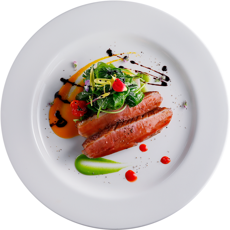 鴨のローストバルサミコソース 菜園をイメージして