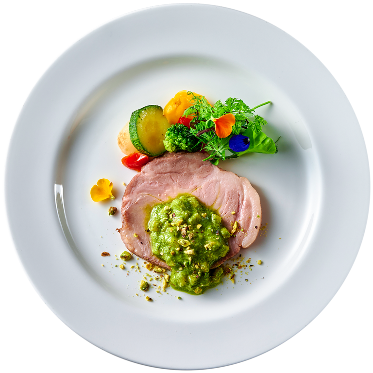 豚肉のロースト フレッシュパインとハーブのソース