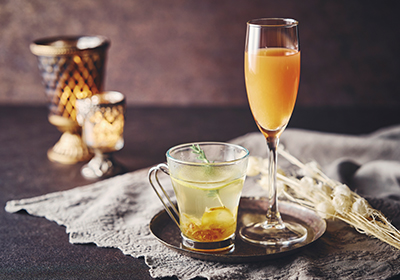 ブラッドオレンジミモザ　柚子とローズマリーのホットレモネード　イメージ